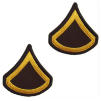 Vanguard ARMY CHEVRON: PRIVATE FIRST CLASS - GOLD EMBROIDERED ON GREEN, MALE