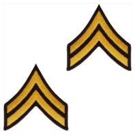 Vanguard ARMY CHEVRON: CORPORAL - GOLD EMBROIDERED ON GREEN, MALE