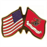 Vanguard LAPEL PIN: CROSSED FLAGS - UNITED STATES AND MARINE CORPS