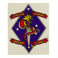 Vanguard DECAL: MARINE CORPS 1ST BATTALION 4TH MARINES - WHATEVER IT TAKES