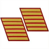 Vanguard MARINE CORPS SERVICE STRIPE: MALE - GOLD EMBROIDERED ON RED, SET OF 6
