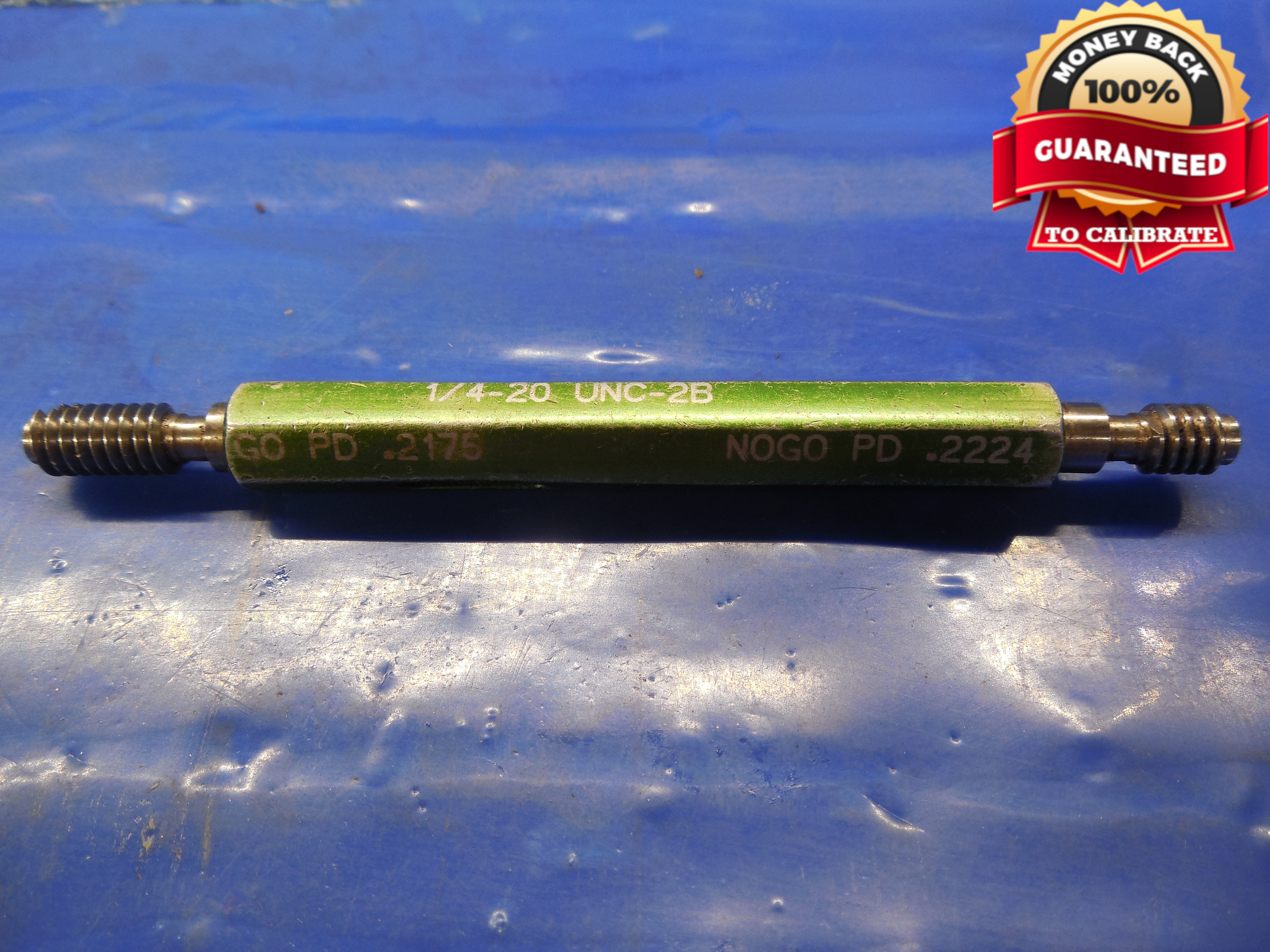 1/4 20 UNC 2B THREAD PLUG GAGE .25 GO NO GO P.D.'S = .2175 ...