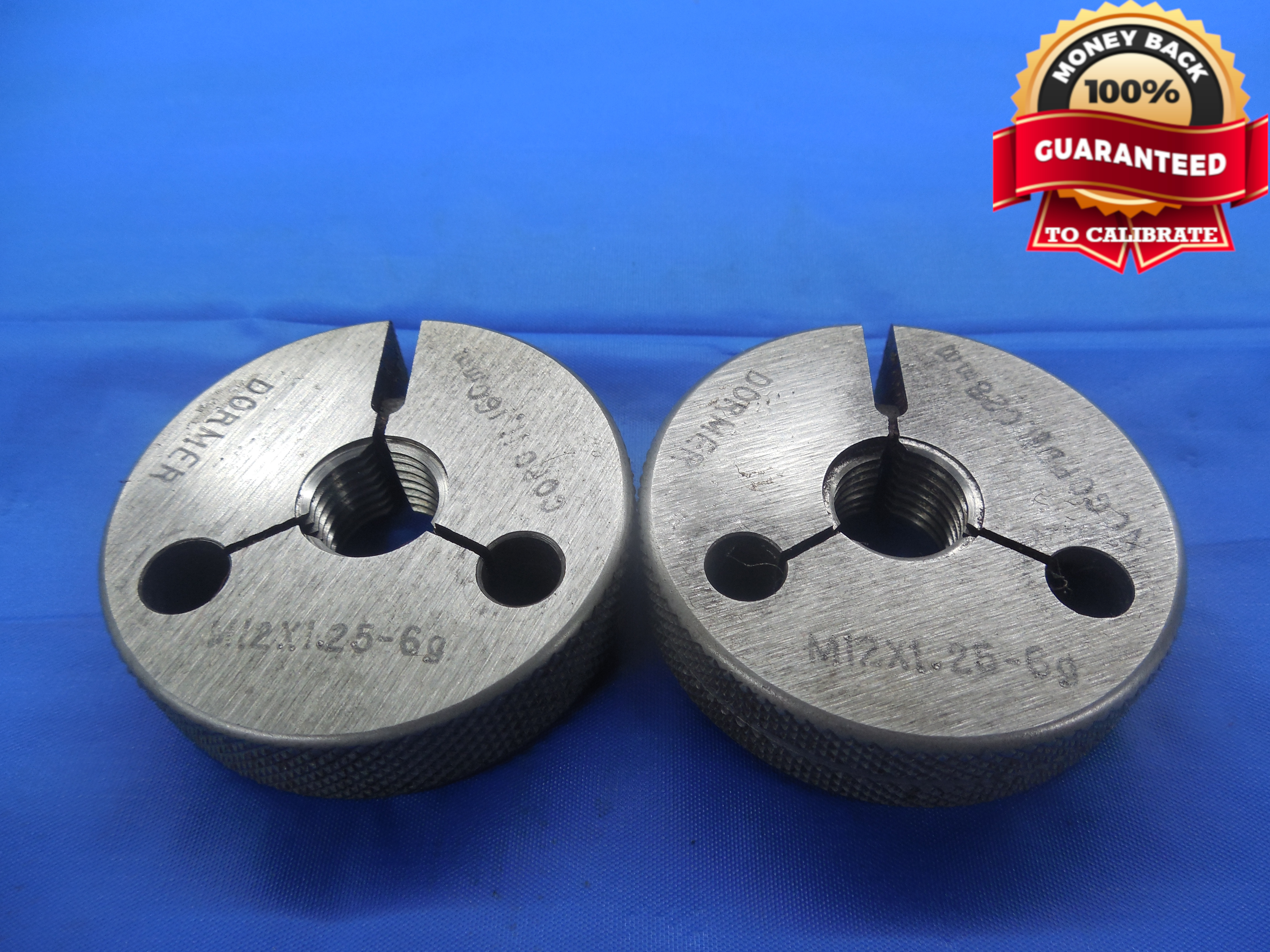 M12 X 1.25 6g METRIC THREAD RING GAGES 12.0 GO NO GO P.D.'S = 11.160