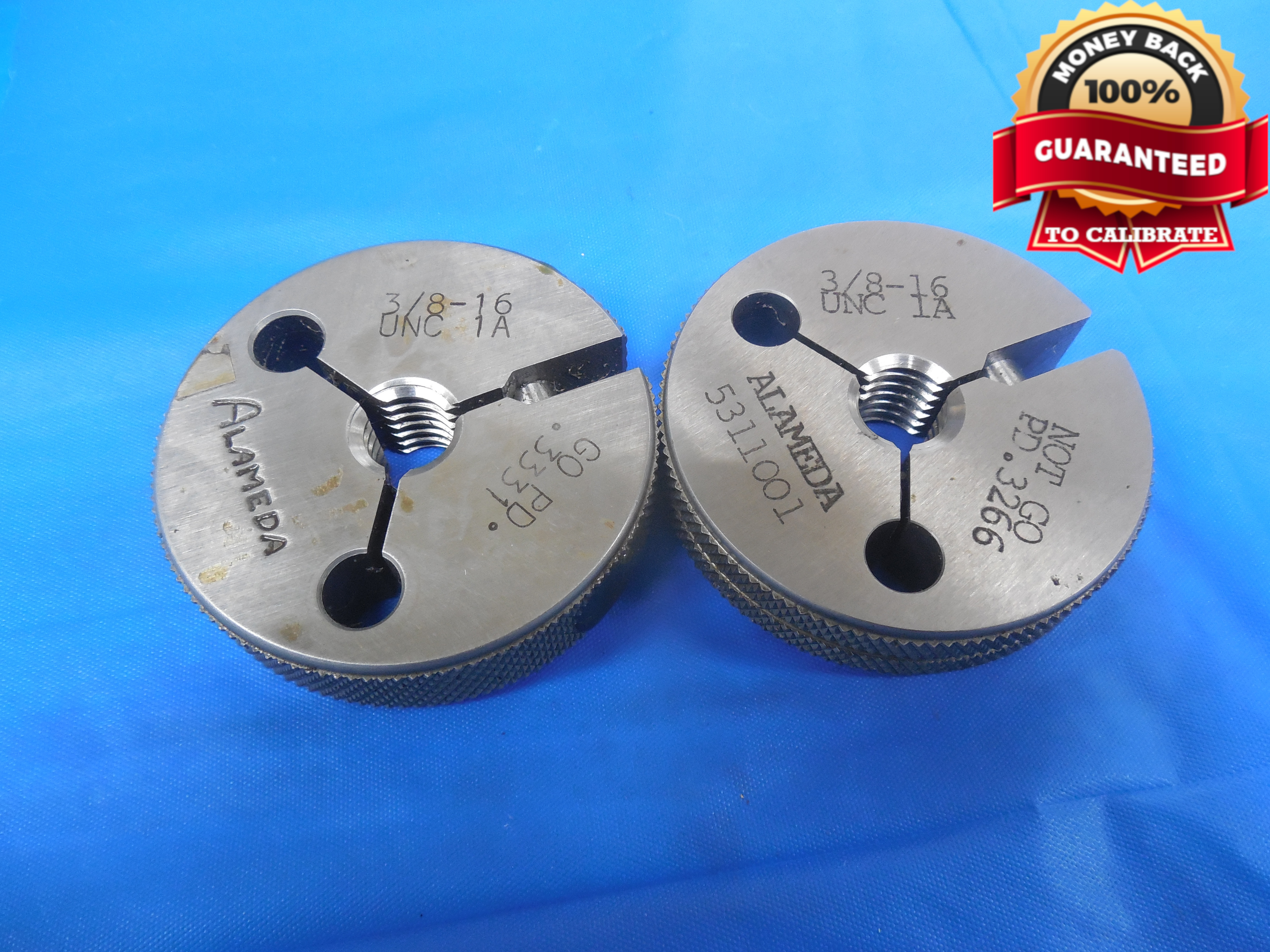 3/8 16 UNC 1A THREAD RING GAGES .375 GO NO GO PD'S = .3331 & .3266