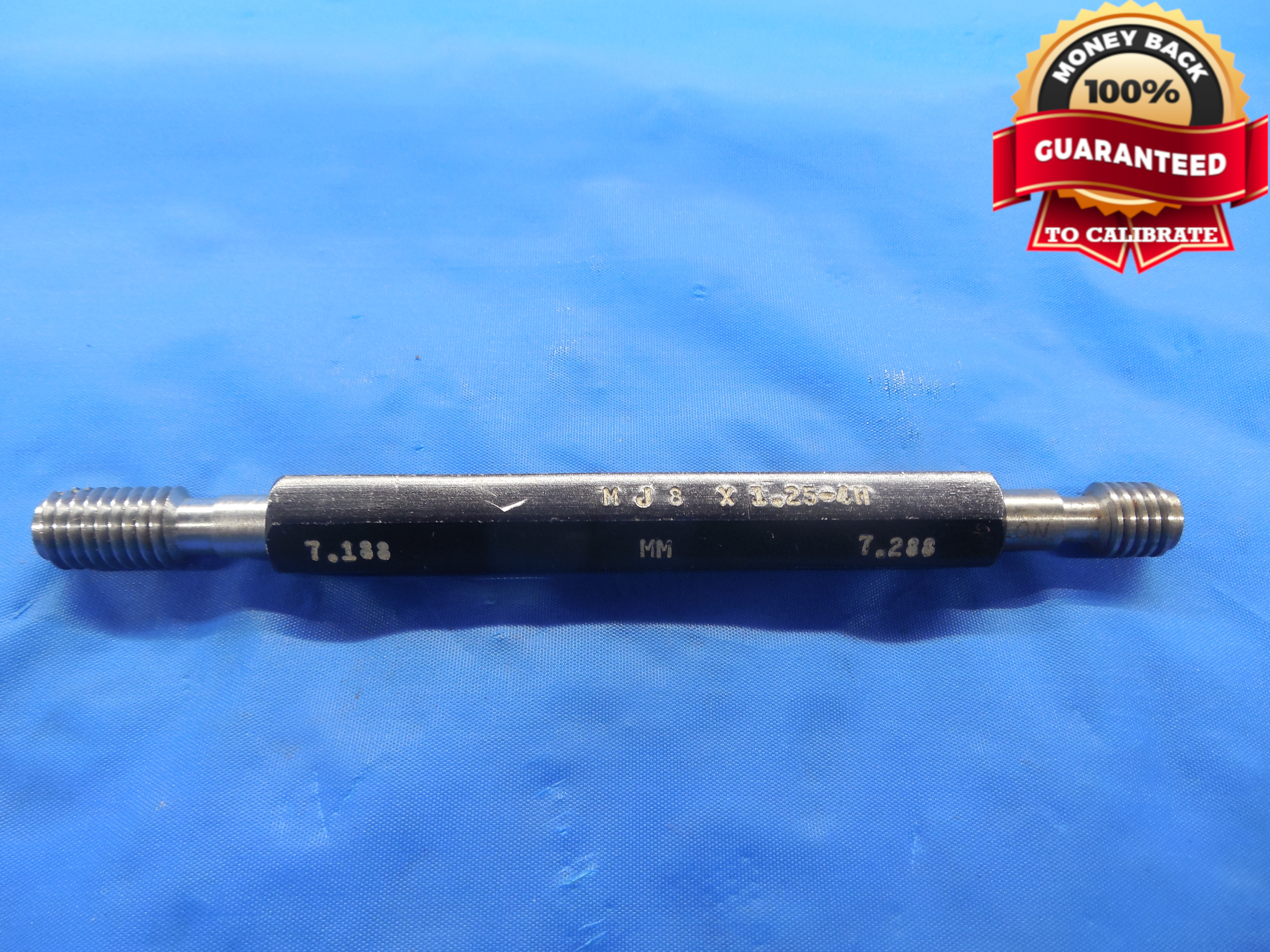 MJ8 X 1.25 4H METRIC THREAD PLUG GAGE M8 GO NO GO P.D.'S = .2830