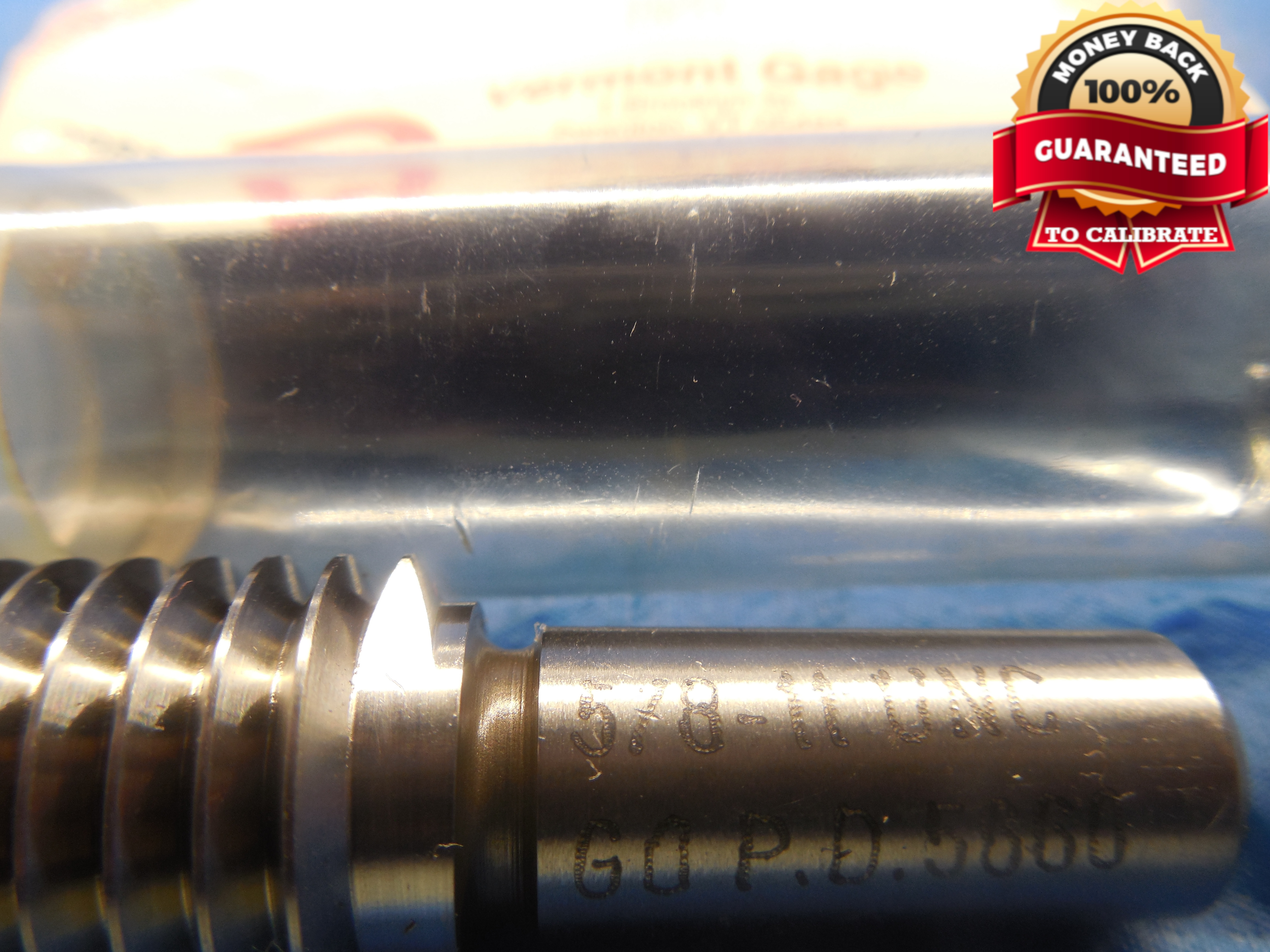 NEW 5/8 11 UNC 2B 3B VERMONT THREAD PLUG GAGE .625 GO ONLY P.D.= .5660