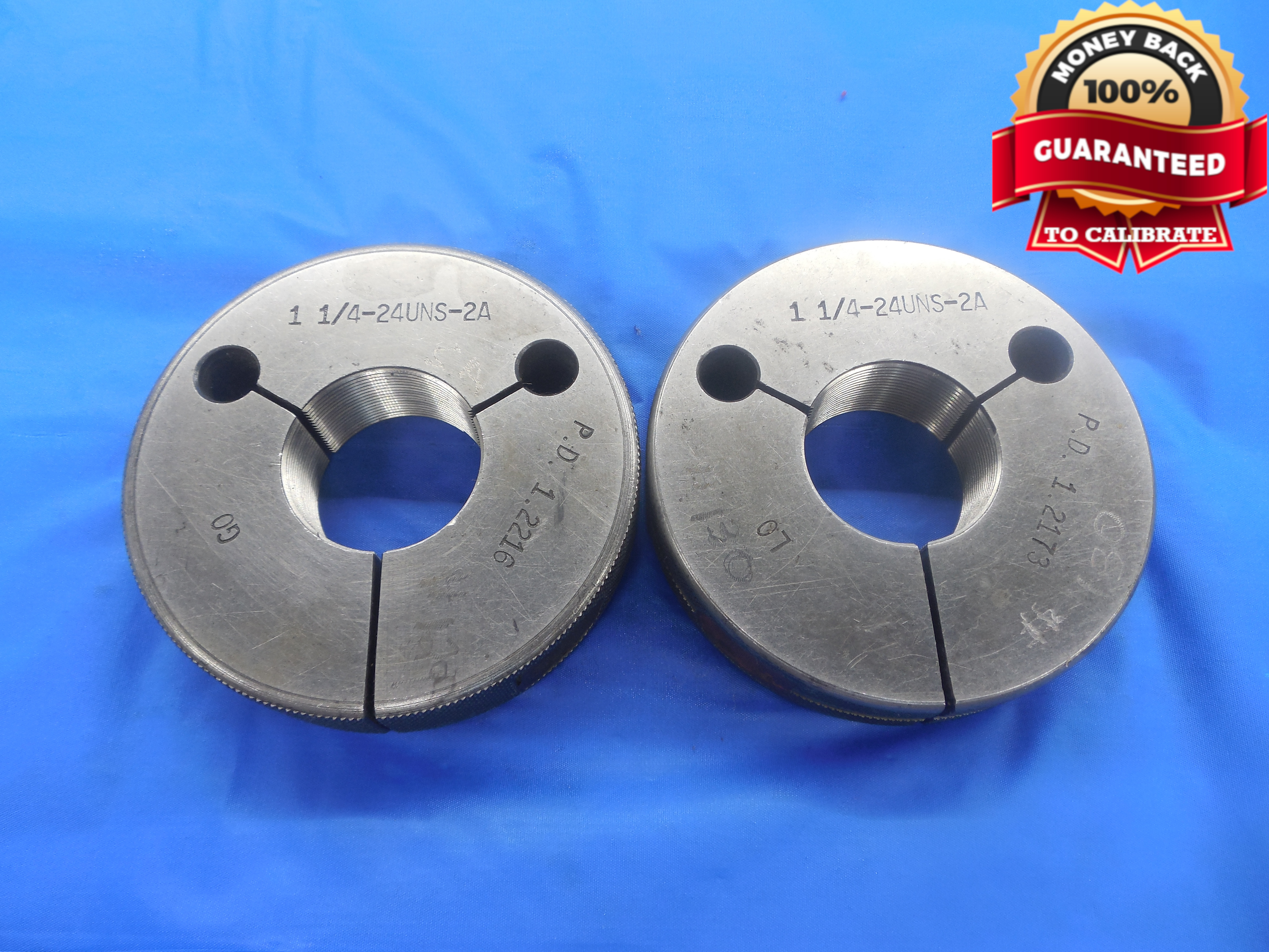 1 1 4 24 UNS 2A THREAD RING GAGES 1 25 GO NO GO P D S 1 2216 1 