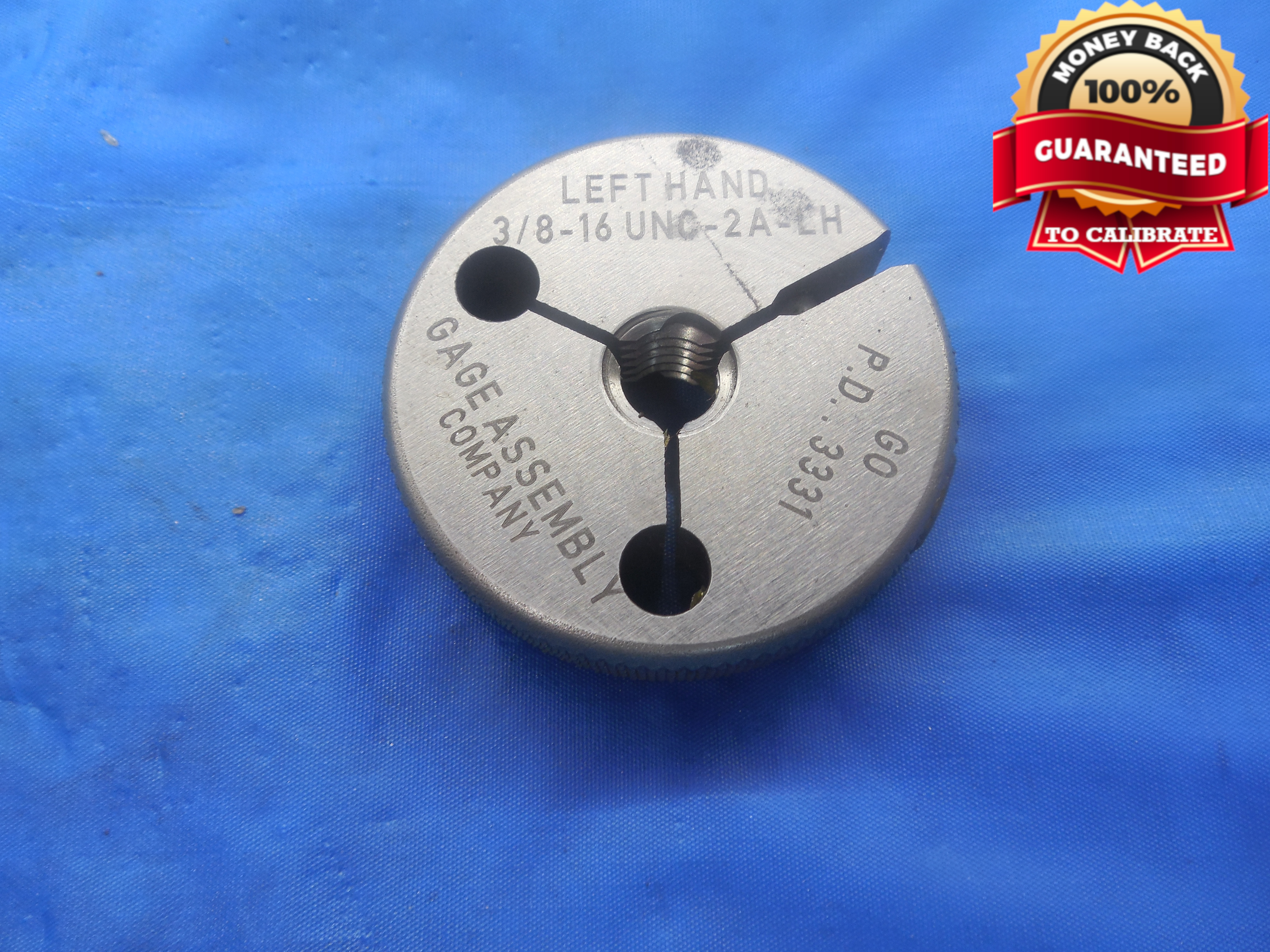3 8 16 Unc 2a Left Hand Thread Ring Gage 375 Go Only P D 3331 L H Tool Ebay