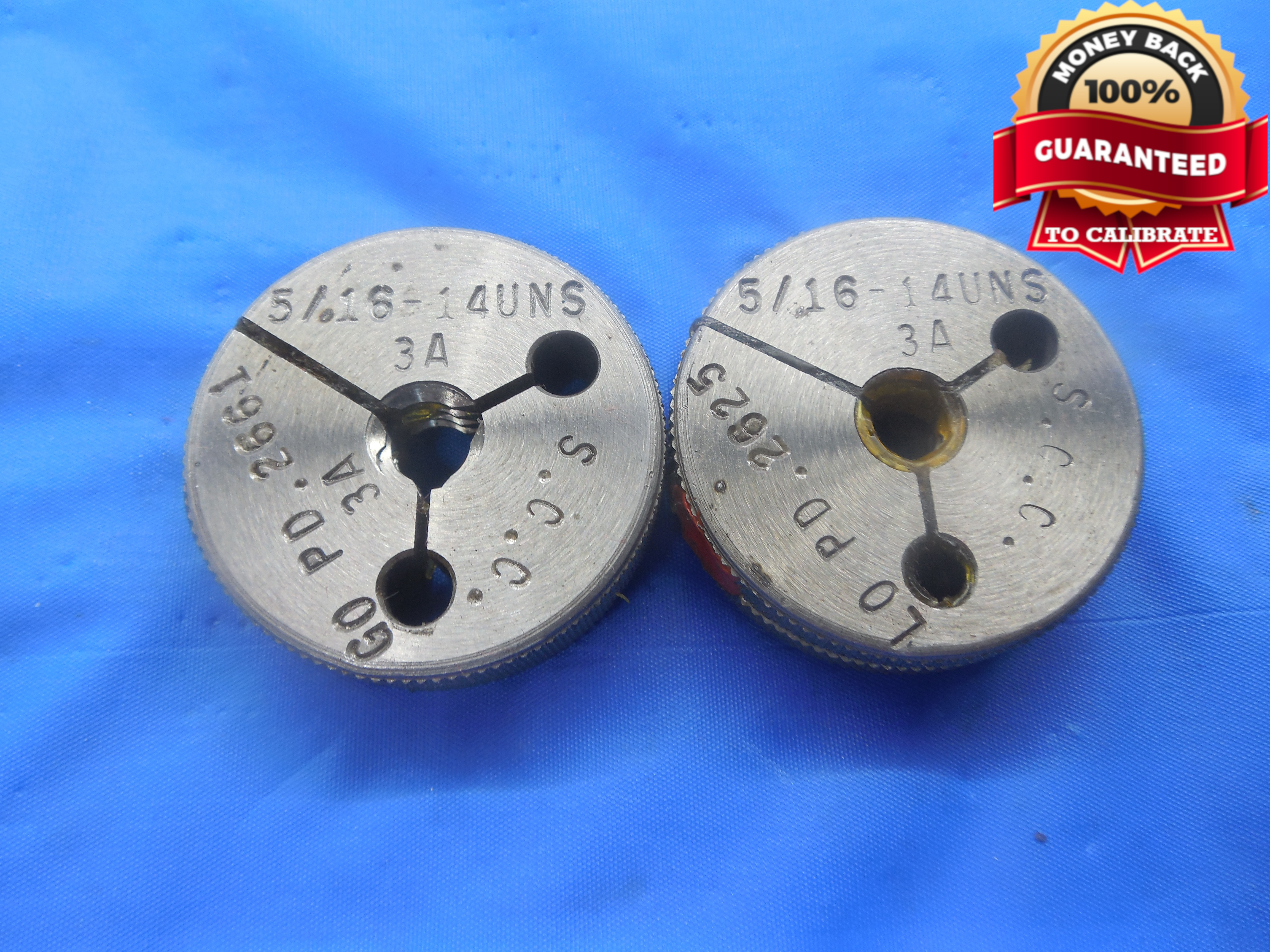 5 16 14 UNS 3A THREAD RING GAGES 3125 GO NO GO P D S 2661 2625