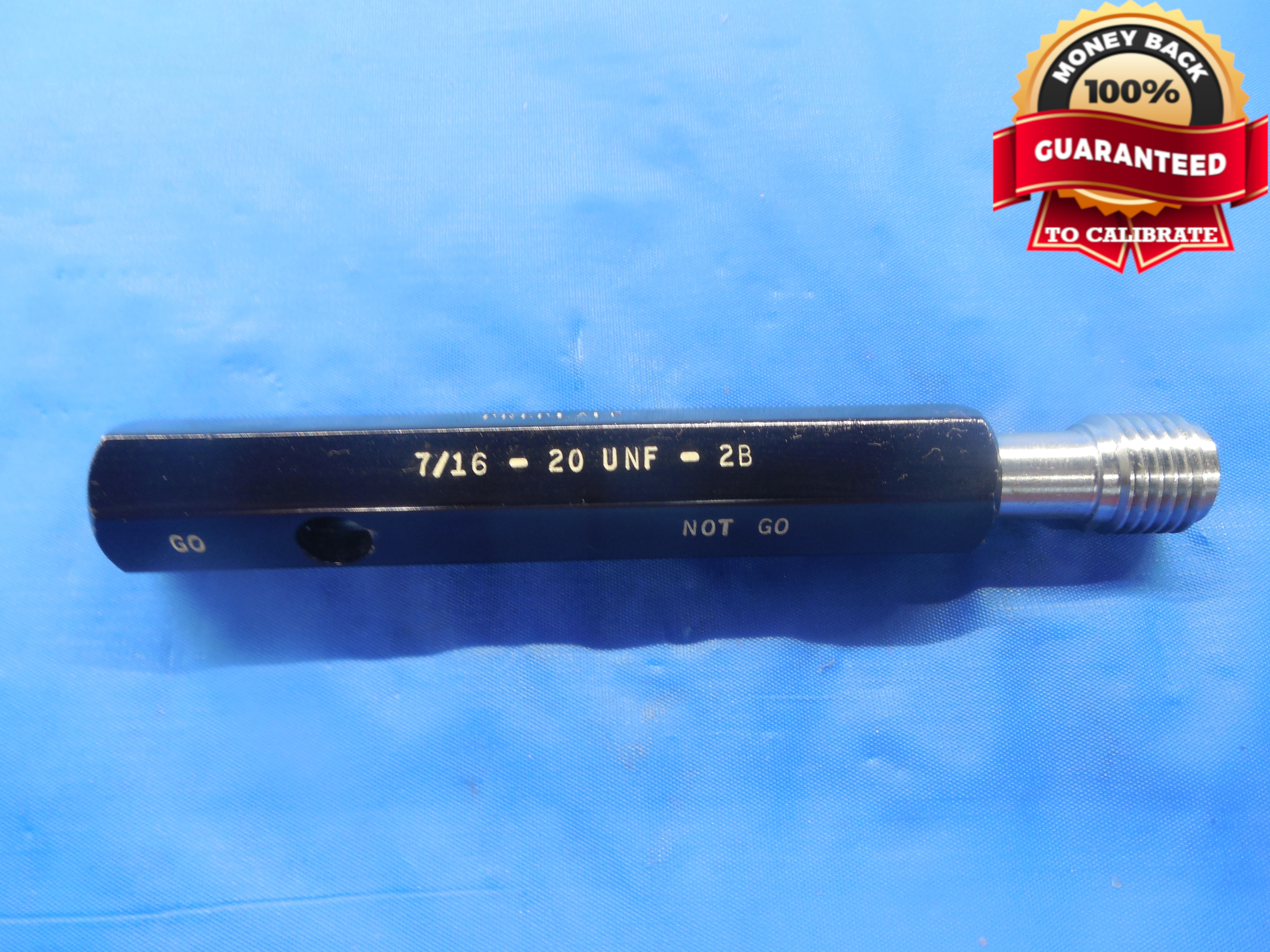 7/16 20 UNF 2B PREPLATE THREAD PLUG GAGE .4375 NO GO ONLY P.D. = .4124