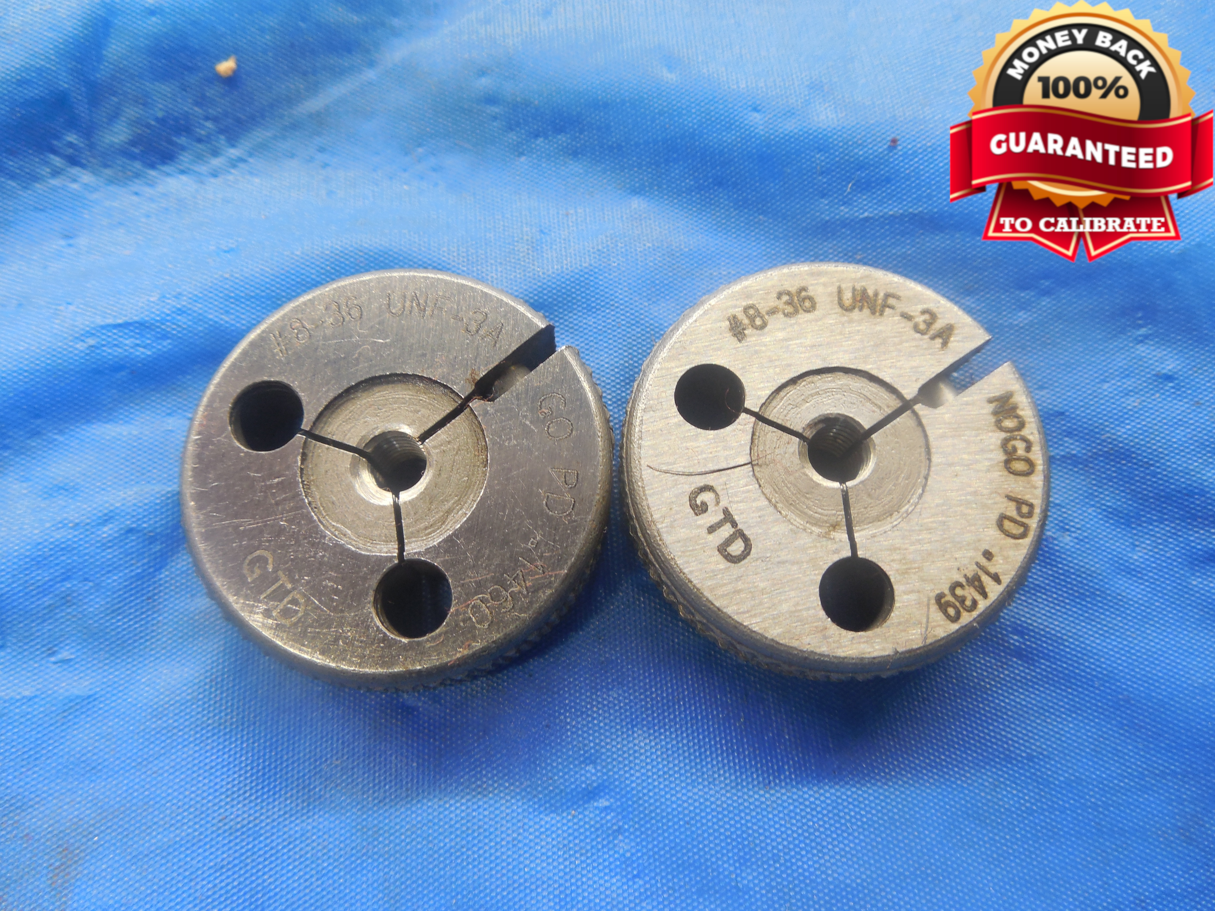 8 36 UNF 3A THREAD RING GAGES 8 .164 GO NO GO P.D.'S = .1460 & .1439 NF3A eBay