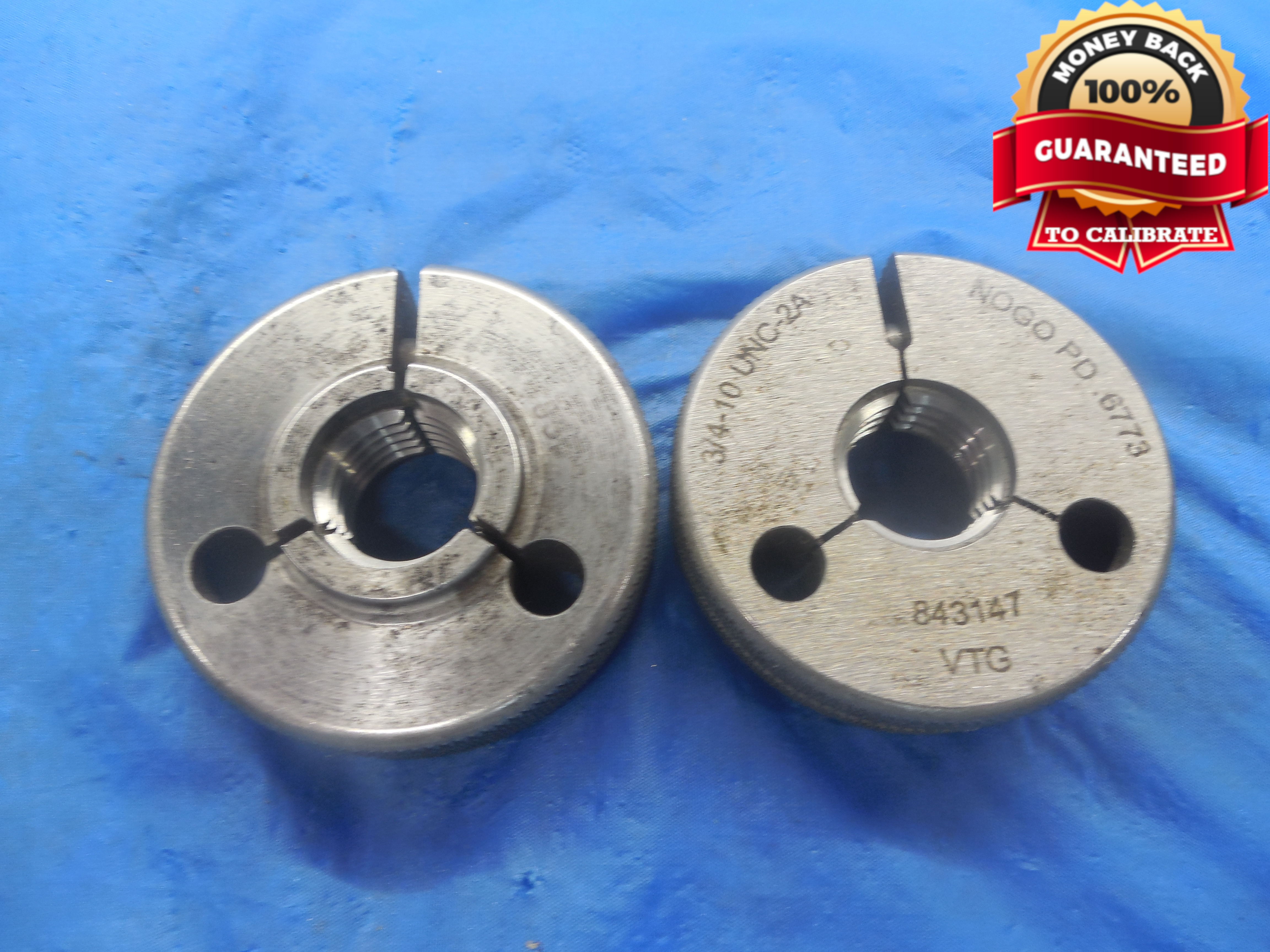 3/4 10 UNC 2A VERMONT THREAD RING GAGES .75 GO NO GO P.D.'S = .6832