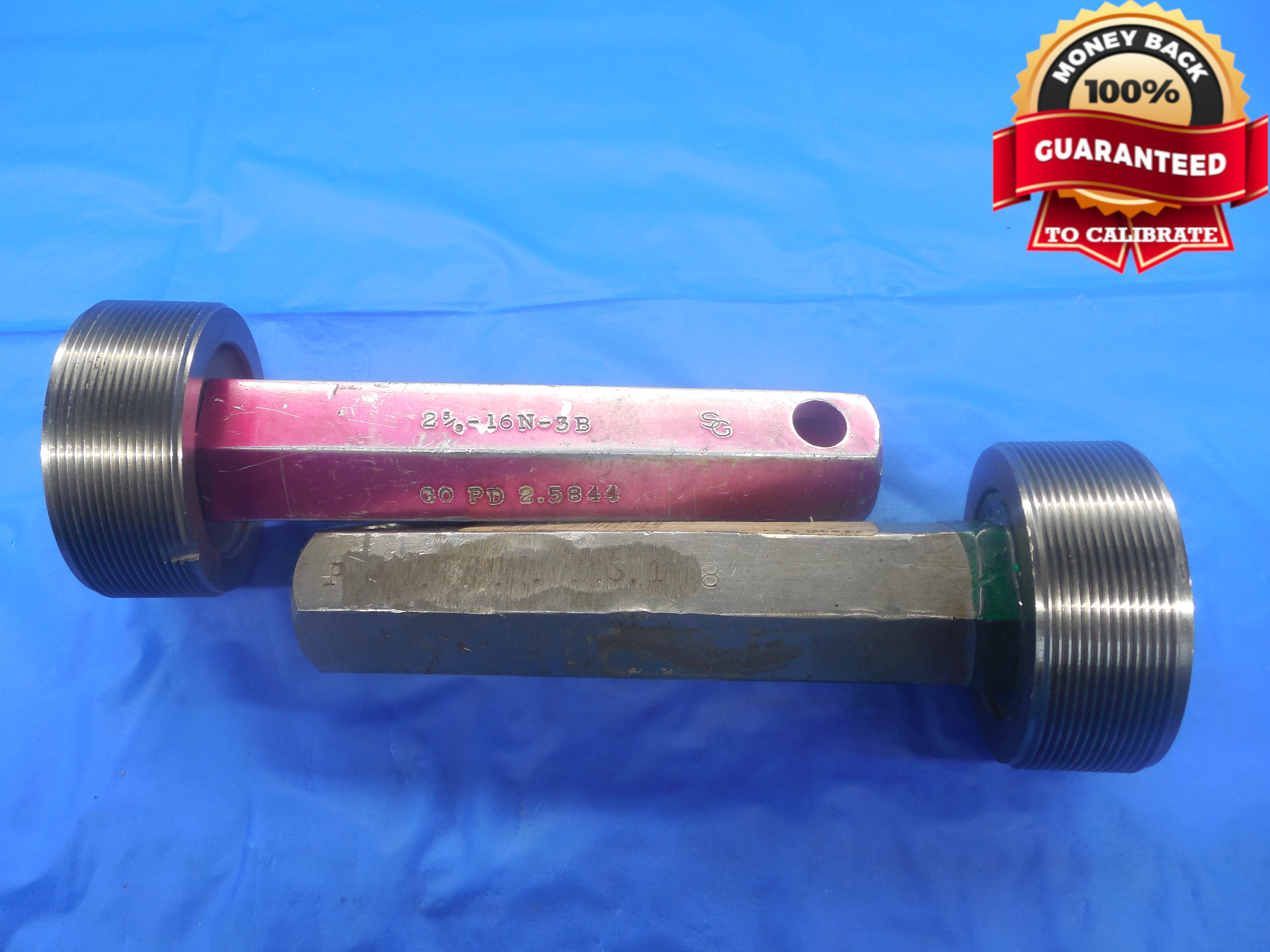 2 5 8 16 UN 3B THREAD PLUG GAGE 2 625 GO NO GO P D S 2 5844 2 5898