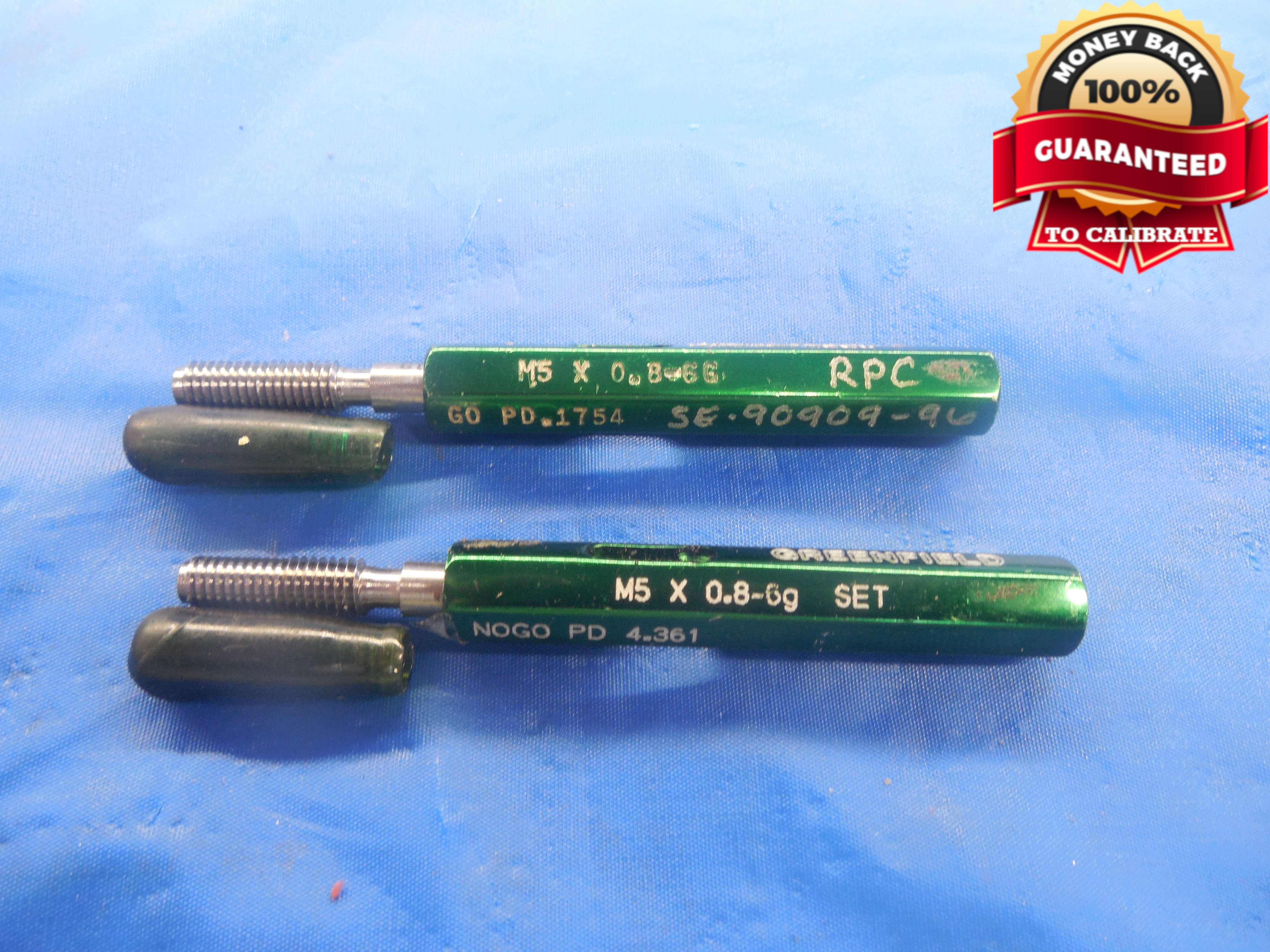 M5 X .8 6g METRIC SET THREAD PLUG GAGE 5.0 0.8 GO NO GO P.D.'S = 4.456