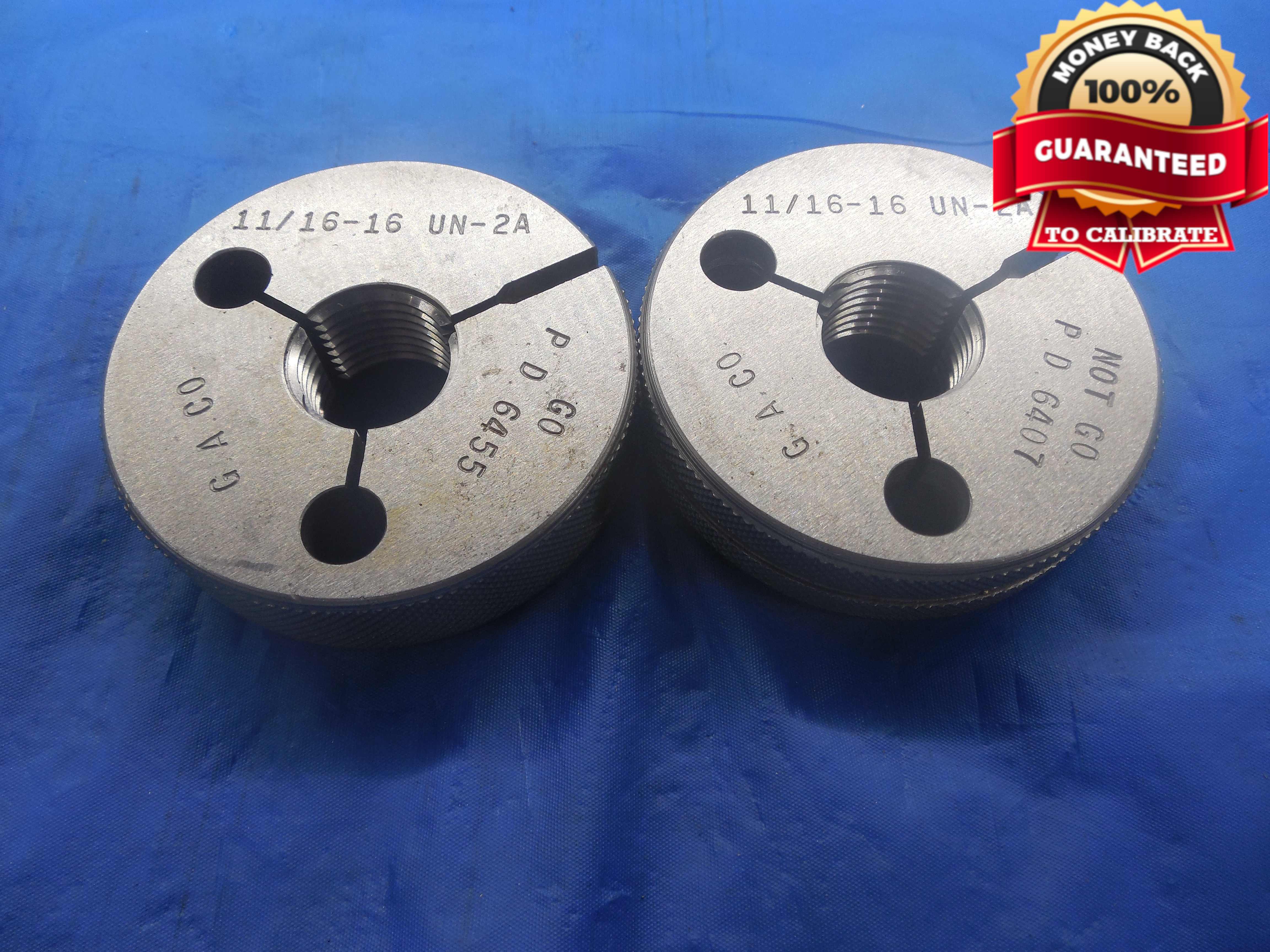 11 16 16 Un 2a Thread Ring Gages 6875 Go No Go P D S 6455 6407 N 2a Ebay