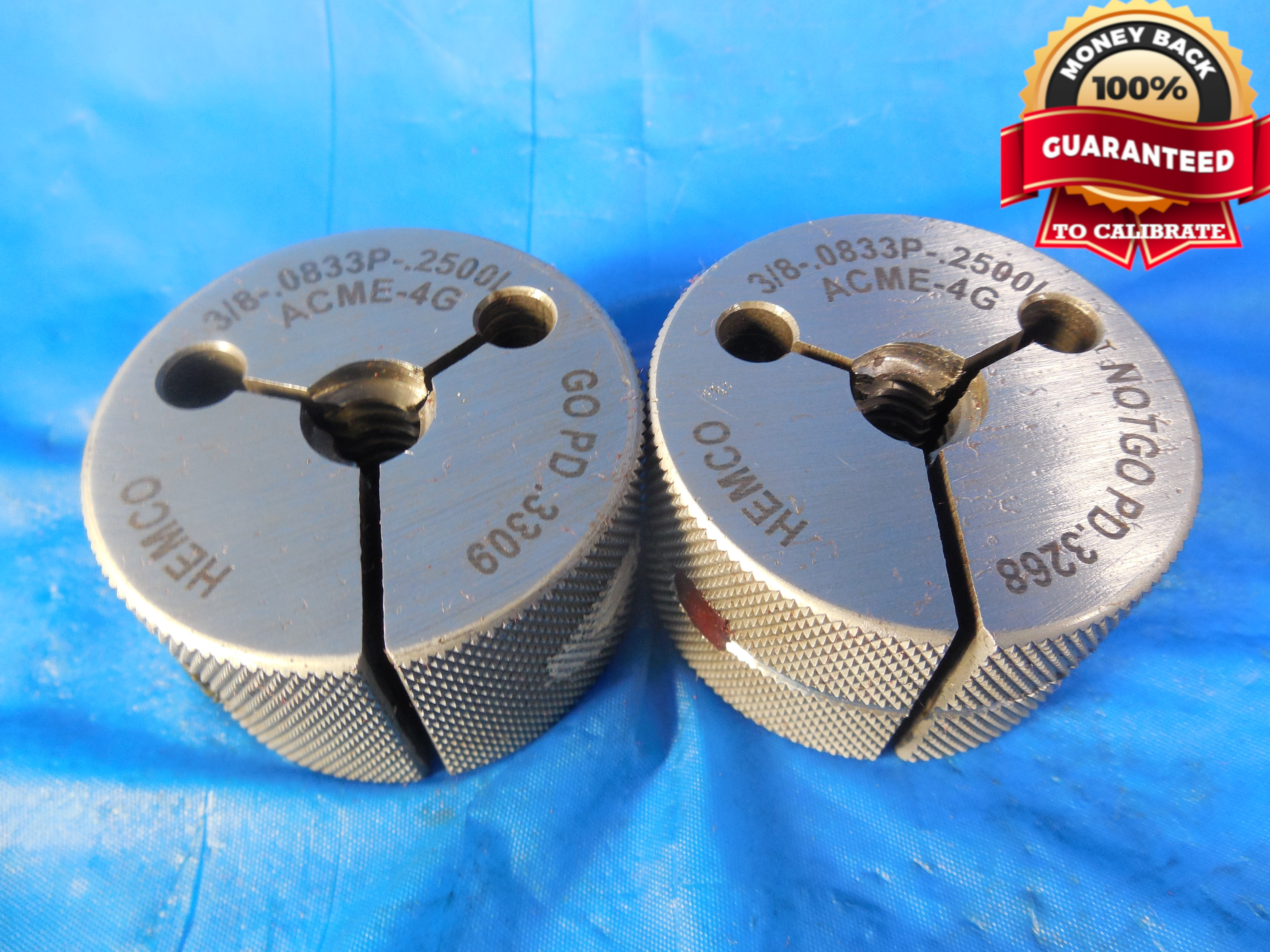 3/8 12 ACME 4G TRIPLE LEAD THREAD RING GAGES .375 GO NO GO = .3309