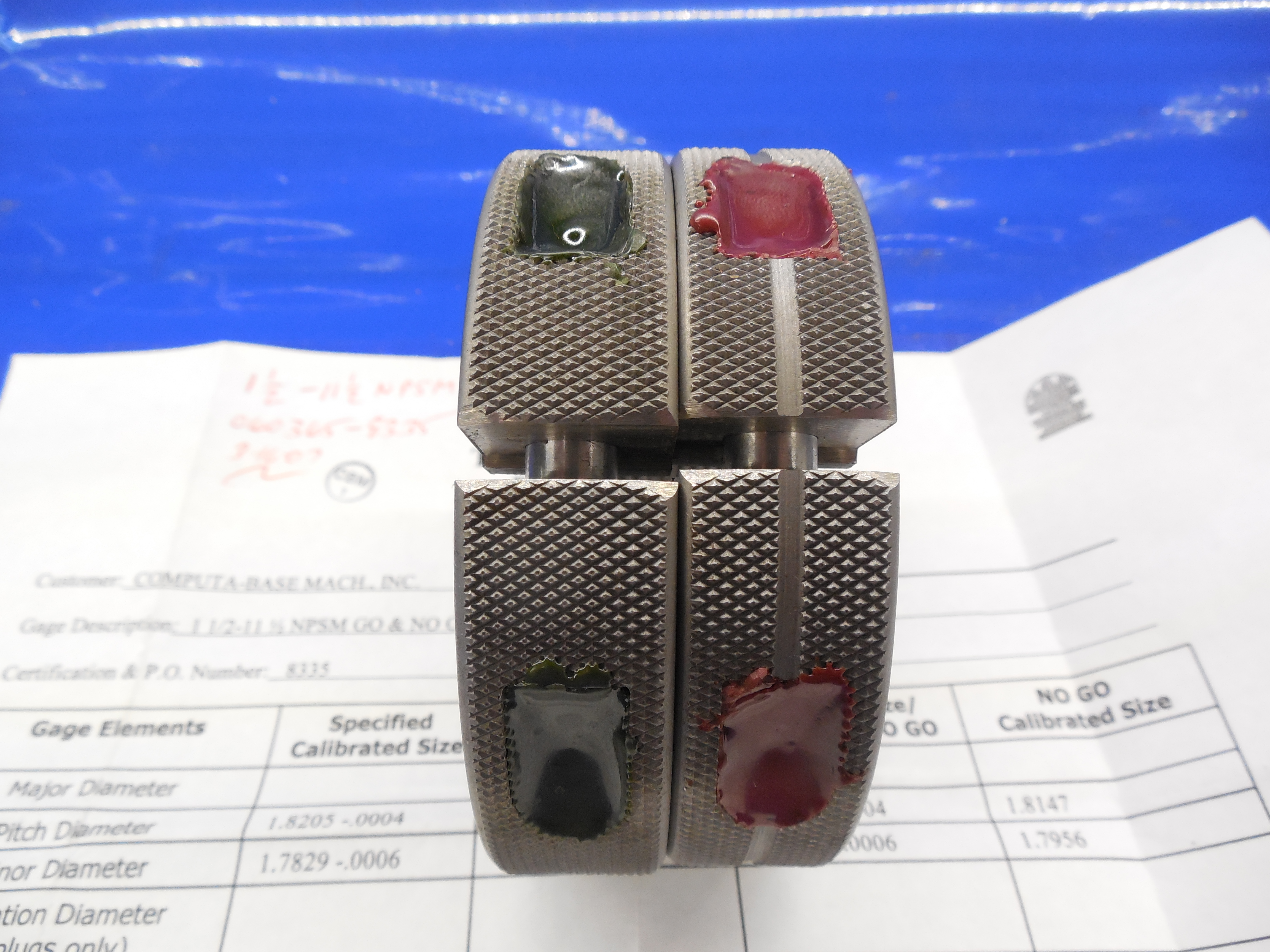 CERTIFIED 1 1 2 11 1 2 NPSM 2A PIPE THREAD RING GAGES 1 5 GO NO GO 1 8205 1 8144 EBay