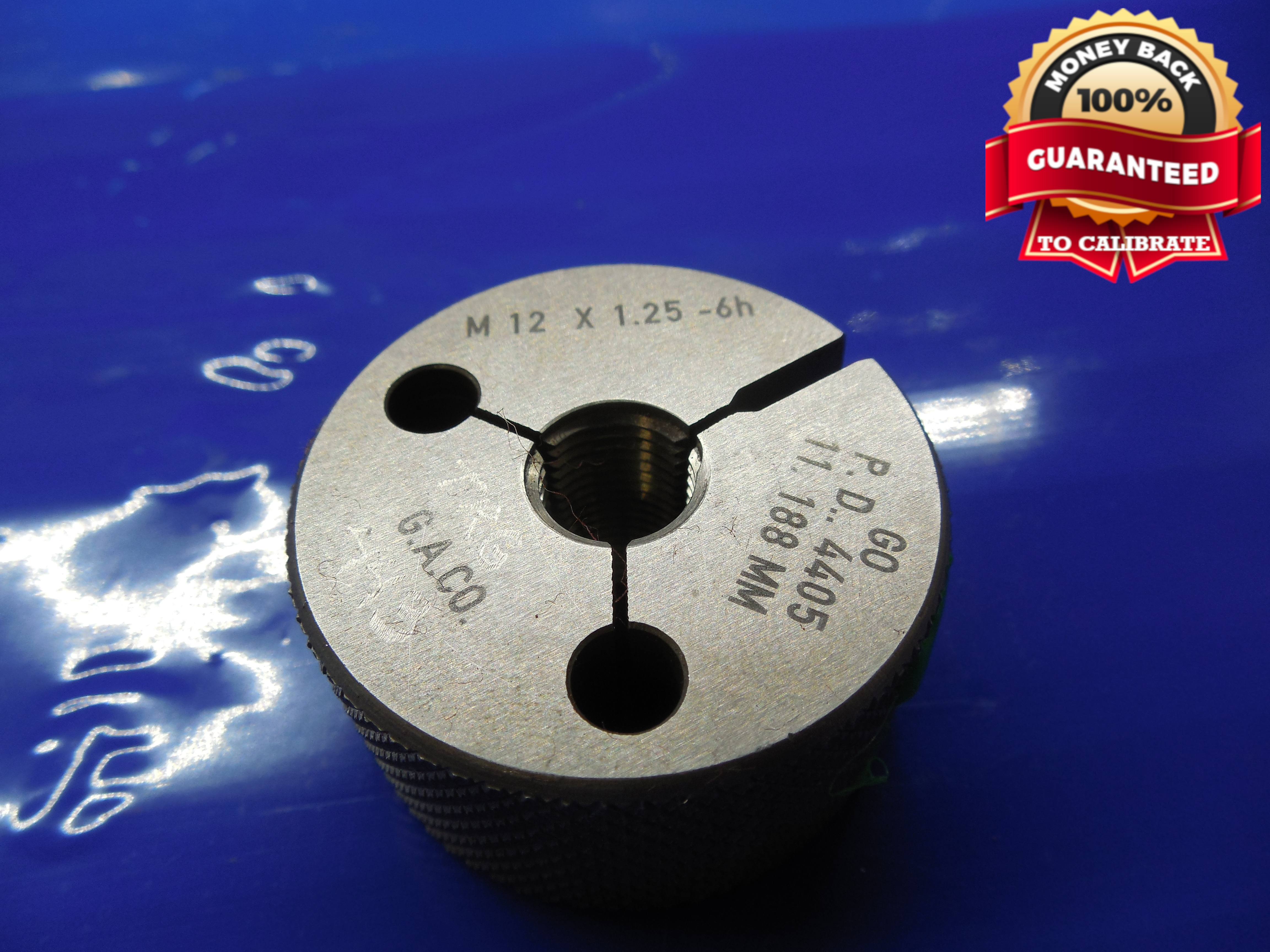 M12 X 1.25 6h METRIC THREAD RING GAGE 12.0 GO ONLY P.D. = 11.188 mm