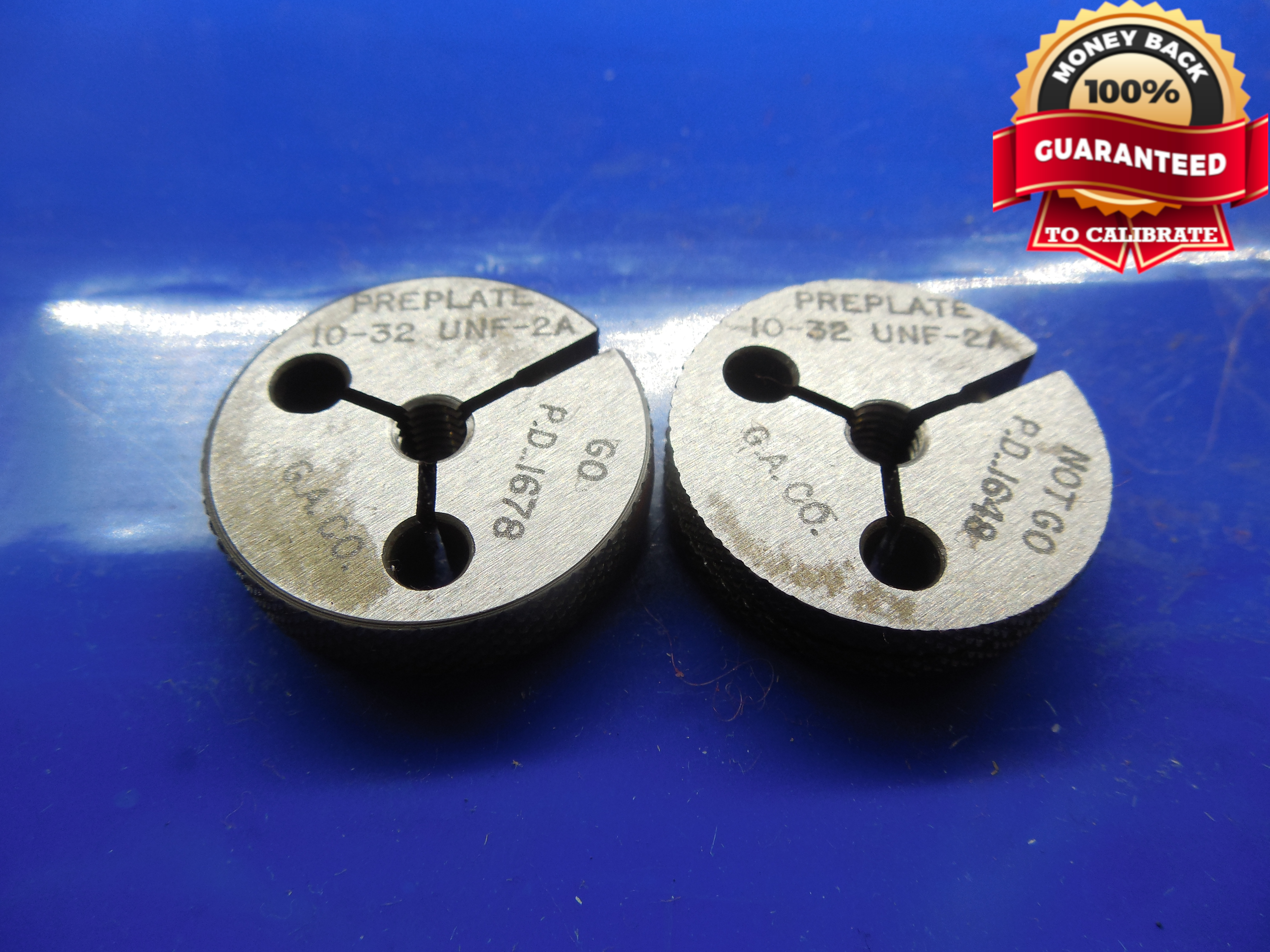 10 32 UNF 2A PREPLATE THREAD RING GAGES 10 .190 GO NO GO P.D.'S