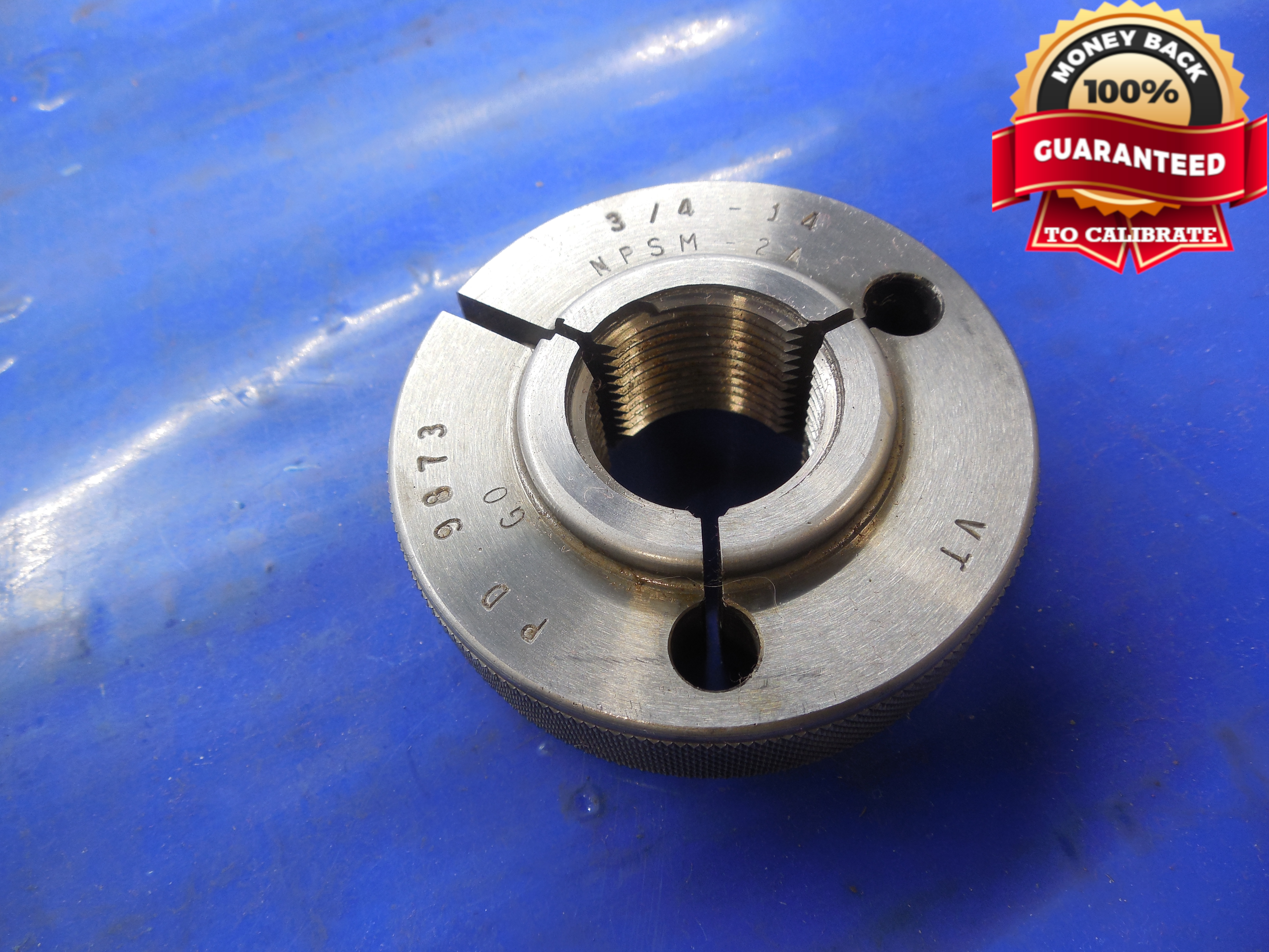 3 4 14 NPSM 2A PIPE THREAD RING GAGE 75 GO ONLY P D 9873 VERMONT 750 14 EBay