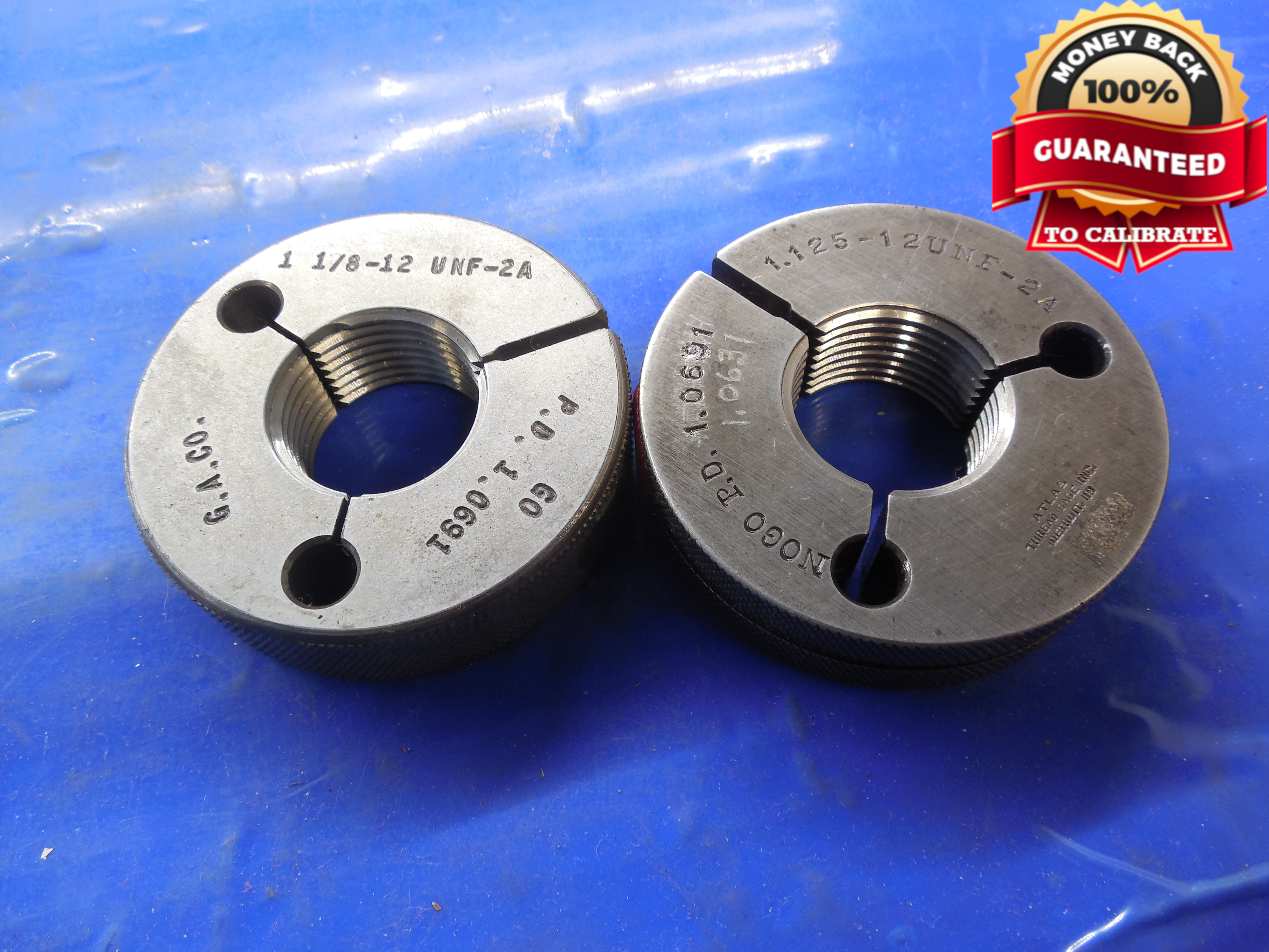 1 1/8 12 UNF 2A THREAD RING GAGES 1.125 GO NO GO PD'S = 1.0691 & 1.0631 1.12512 eBay
