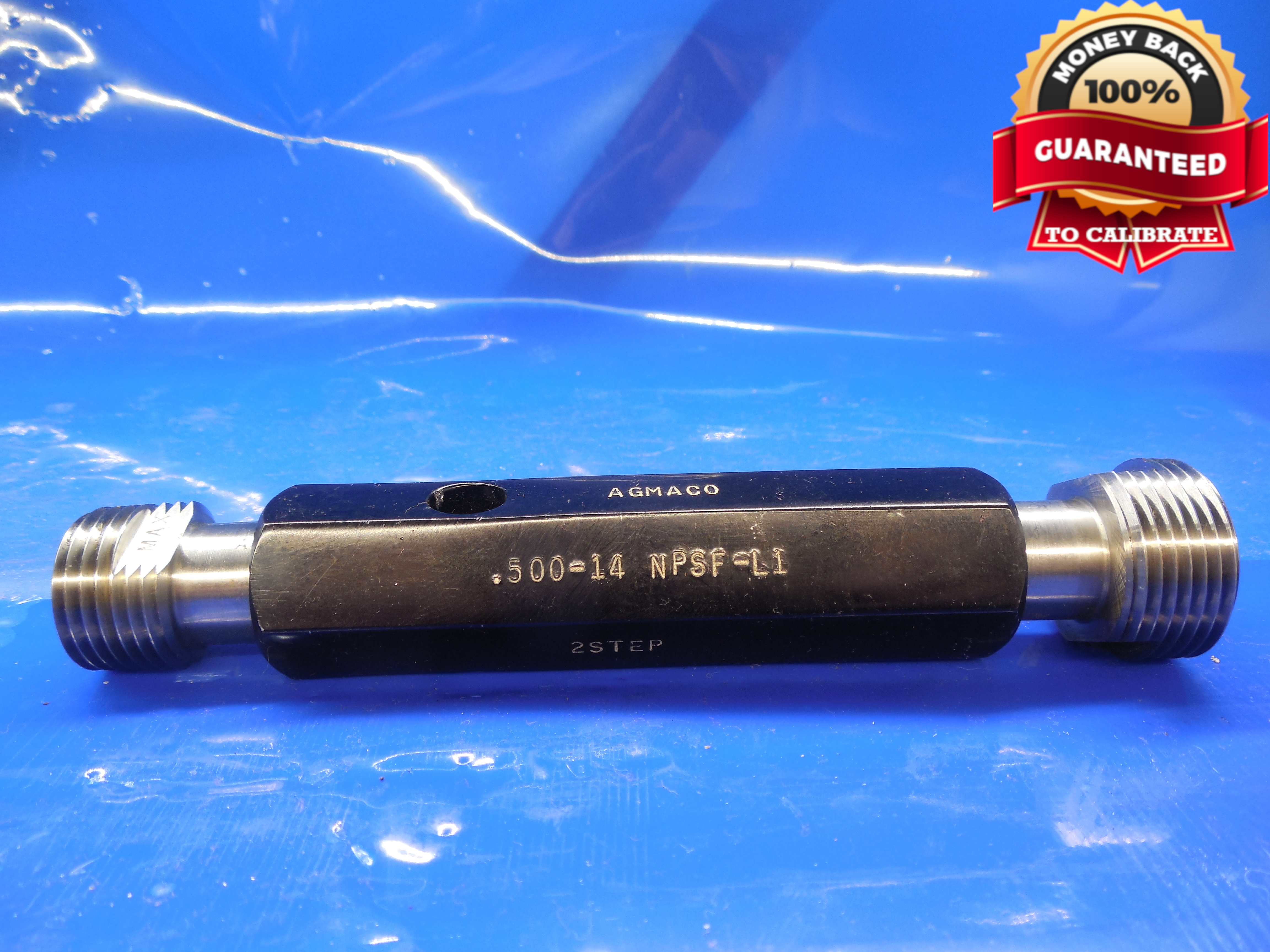 1/2 & 3/4 14 NPSF L1 2 STEP PIPE THREAD PLUG GAGE .5 .75 N.P.S.F. L1