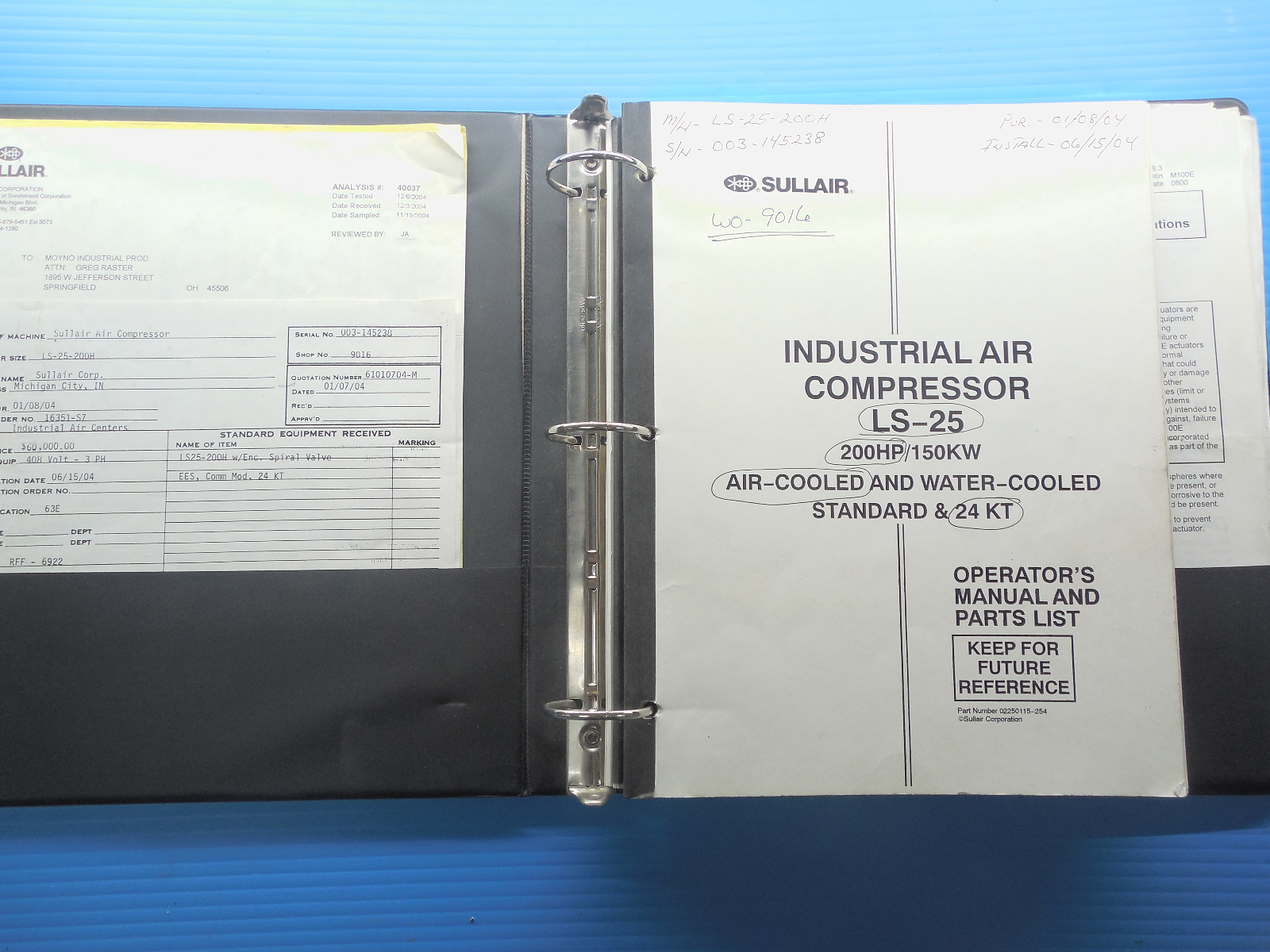 SULLAIR INDUSTRIAL AIR COMPRESSOR HEAT RECOVERY & CONTROLLER OPERATOR'S