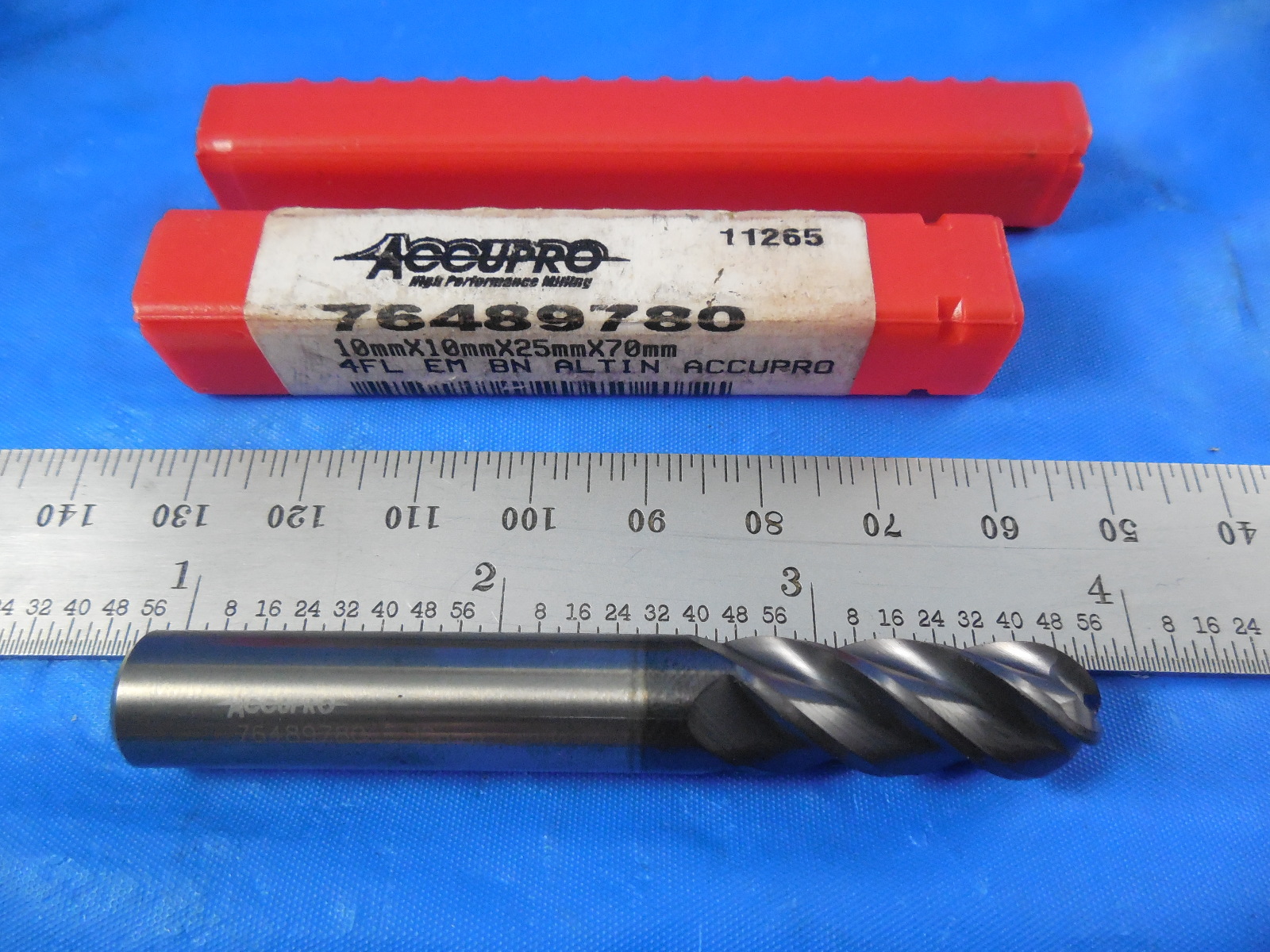 2 PCS Accupro 10mm Dia 25mm LOC 4 Fl Solid Carbide Ball End Mills 1 NEW