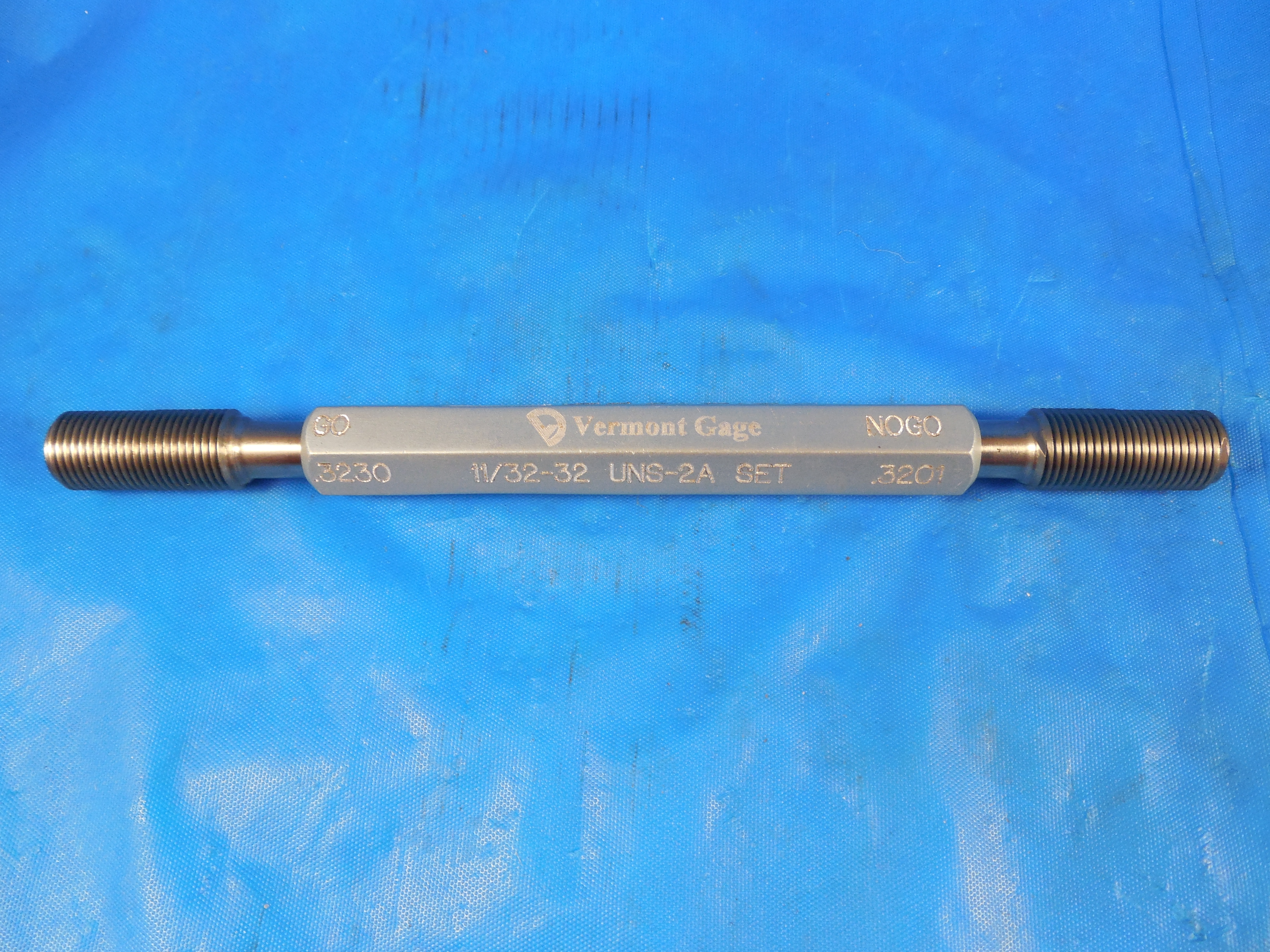 11/32 32 UNS 2A VERMONT SET THREAD PLUG GAGE .34375 GO NO GO P.D.'S