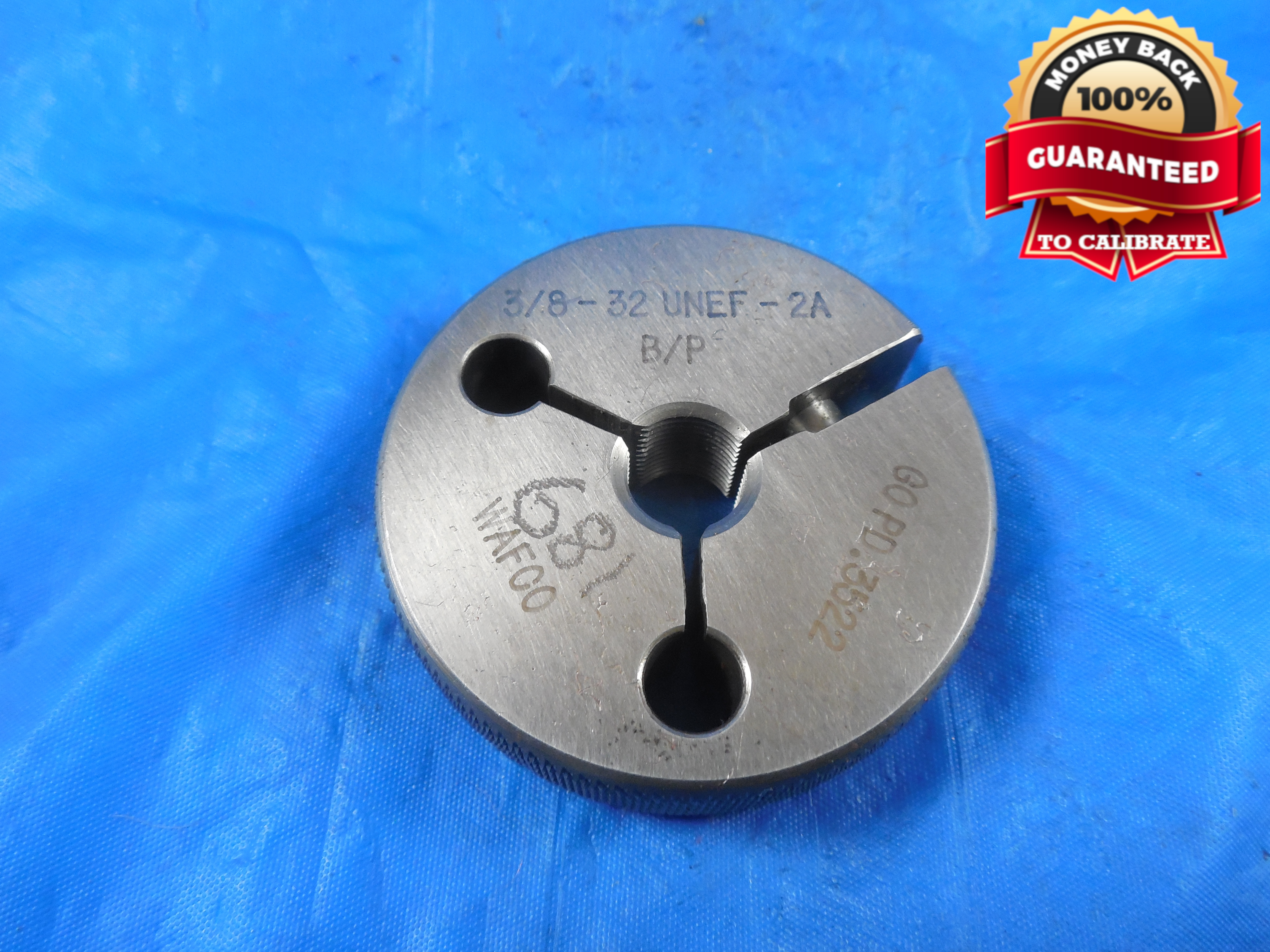 3 8 32 UNEF 2A BEFORE PLATE THREAD RING GAGE 375 GO ONLY P D 3522 B 