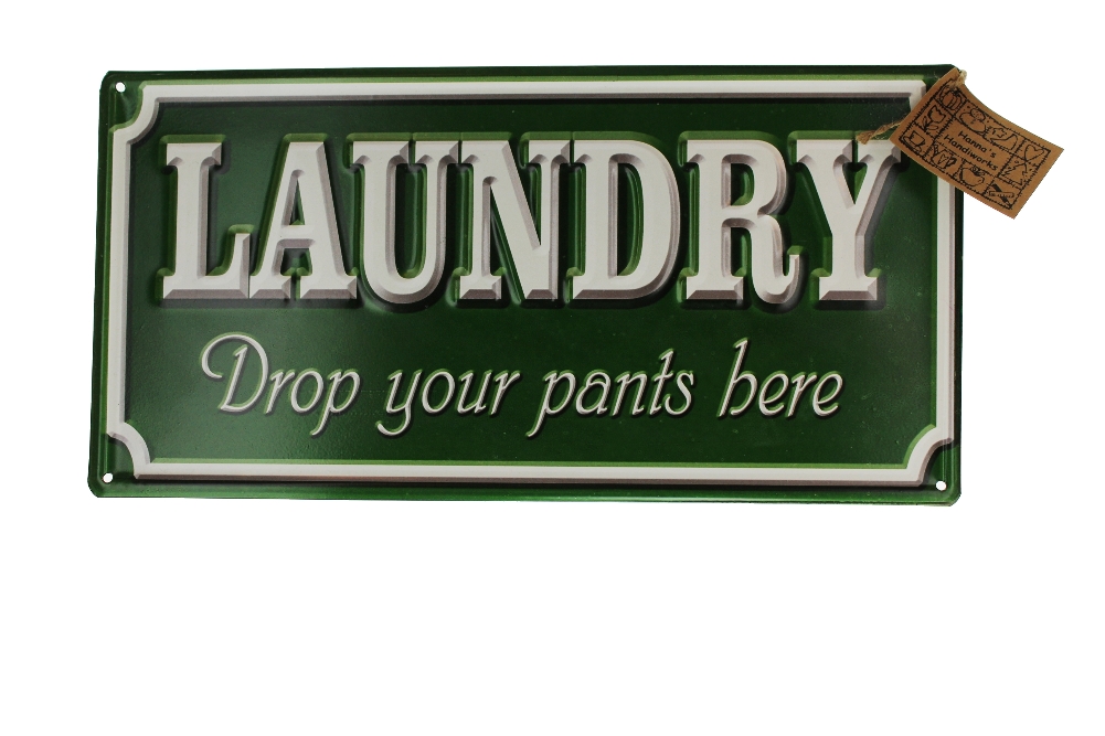 Cartello Metallico Vintage 'Drop Your Pants Here' - 20x30 Cm - Per Garage, Bar, Casa - Latta Impermeabile