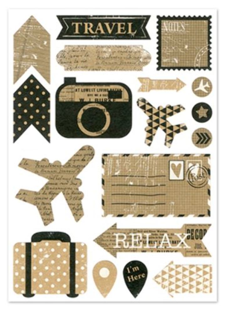 kraft sticker scrapbooking vintag style vacation travel