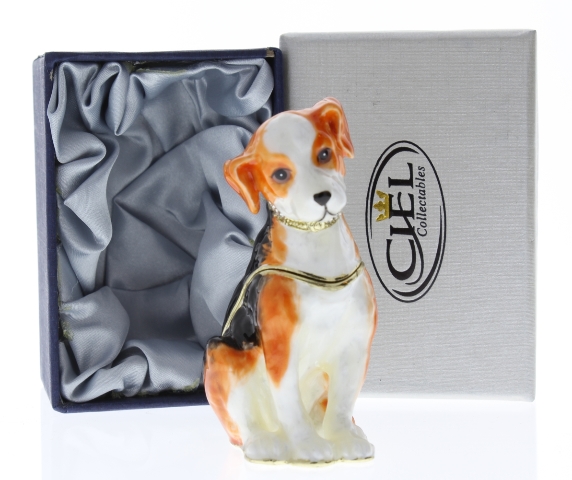 jeweled beagle puppy dog ciel collectible hinged trinket box