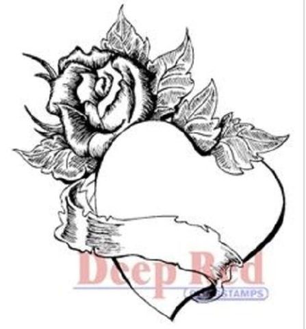 Deep Red Stamps Rose Sketch Rubber Cling Stamps