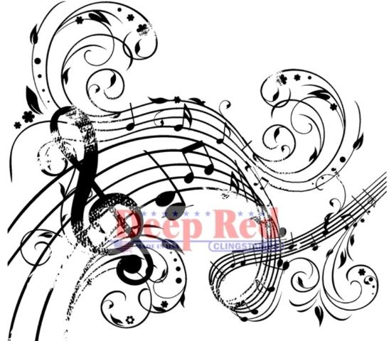 details about deep red rubber stamp music swirl notes g clef musical theme music note stamp