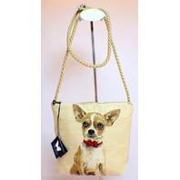 Belly Moden German Designer Tapestry Handbag Purse Hilton Chihuahua Puppy Dog Bag