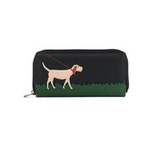 Yoshi Lichfield Leather Zip Around Leather Dog Walk Applique Wallet Purse