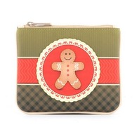 Harness England Gingerbread Man Leather Zip Applique Coin Wallet Purse