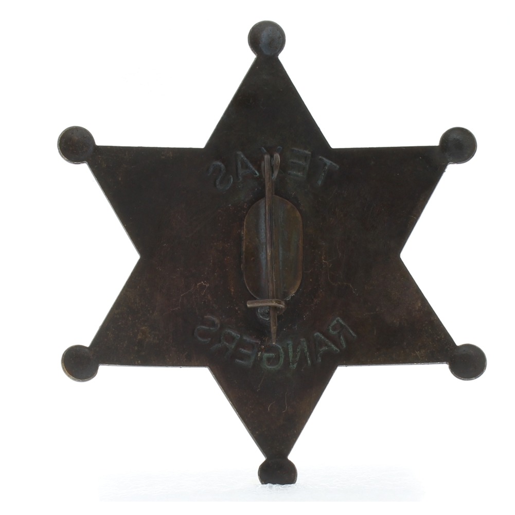 Embossed with Raised Lettering Texas Rangers Solid Brass Replica Badge Pin