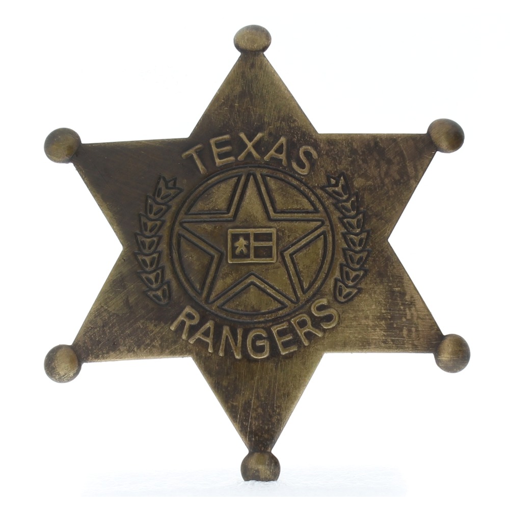 Embossed with Raised Lettering Texas Rangers Solid Brass Replica Badge Pin