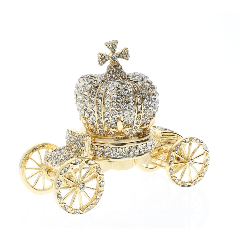 Jeweled Cinderella Crown Carriage Ciel Collectible Hinged Trinket Box