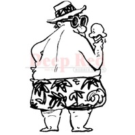 Deep Red Rubber Stamp Single Scoop Icecream Vacationer Beach Fun