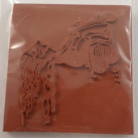 Deep Red Rubber Cling Stamp Born to Ride Woman Scooter Biker Rider Freedom