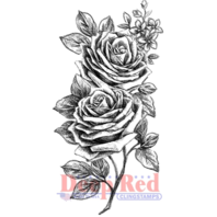 Deep Red Rubber Cling Stamp Rose Sketch Border Trim Garland