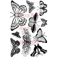 Deep Red Rubber Cling Stamp Garden Insect Bug Butterfly set