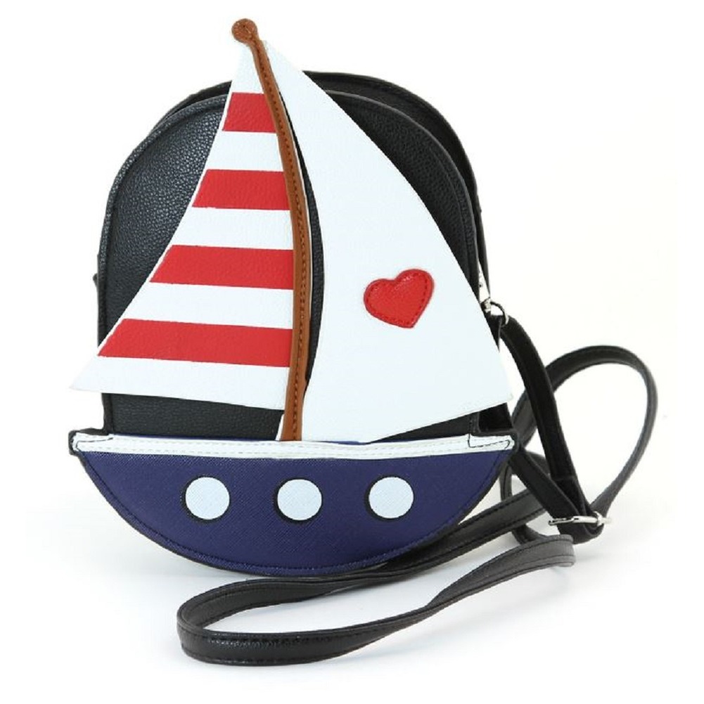 Sleepyville Critters Nautical Ocean Sailboat Boat Crossbody Bag in Vinyl Material