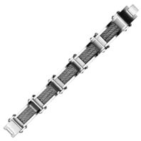 Inox Men'S Stainless Steel 3 Cable Chunky Polished Finish Bracelet #Br4607