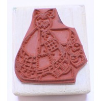 Patchwork Little Girl Doll With Hearts Wooden Rubber Stamp