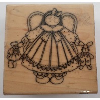 Artistic Stamp Exchange Angel With Rag Dolls Finders Keepers Wooden Rubber Stamp