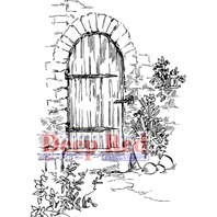 Deep Red Rubber Stamp Bricked Garden Doorway Secret Garden
